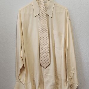 John W. Nordstrom Cream Dress Shirt with Tie